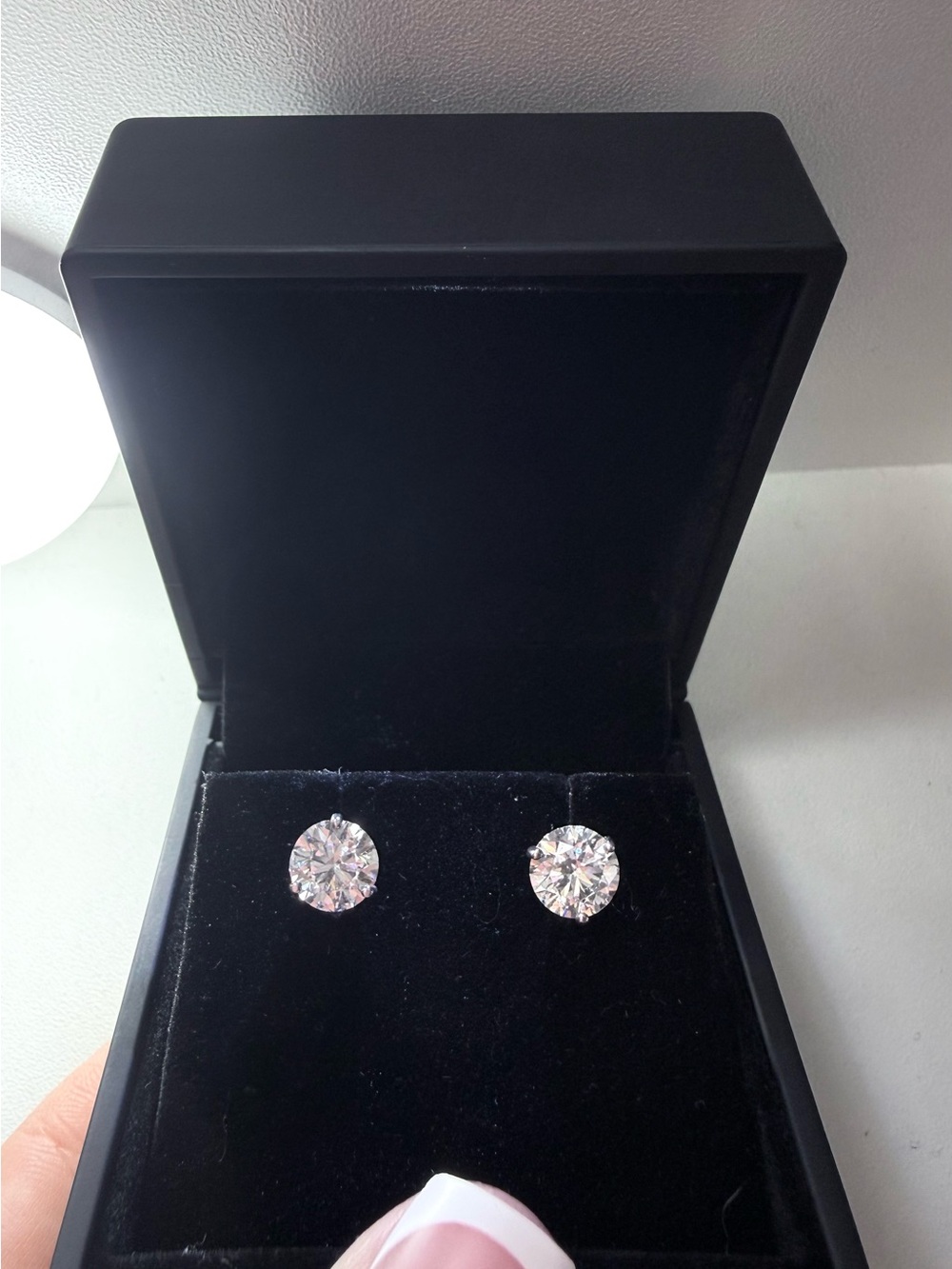Lab Grown Diamond Earrings, 14K White Gold, Studs, IGI Certified